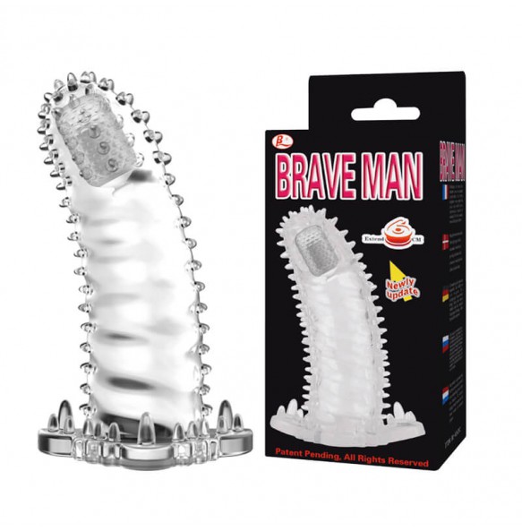 BAILE - BRAVE MAN Head Vibrating Crystal Penis Sleeve (L:14cm - D:4cm)